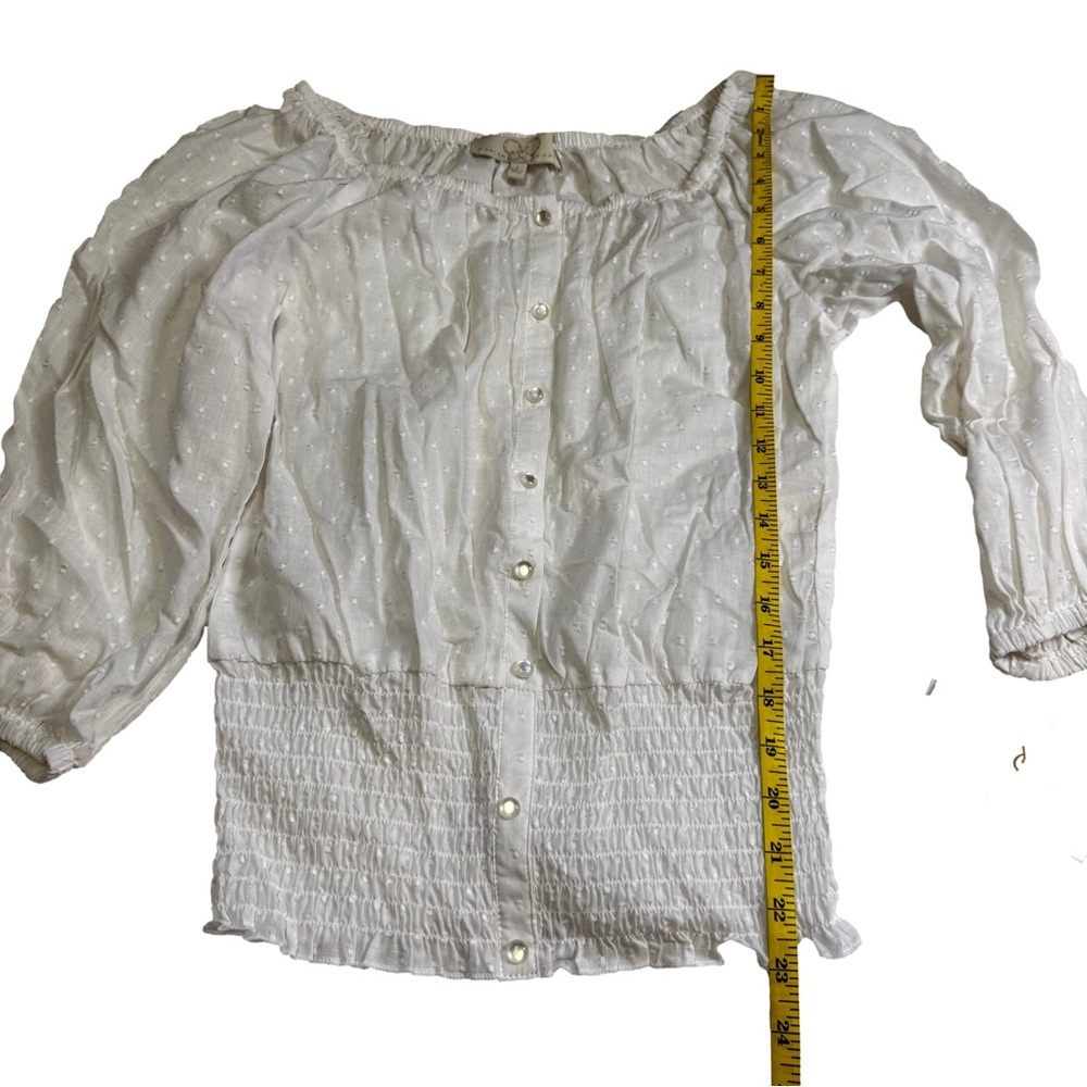Mariah Carey Collection White Smocked Waist Top Size Small Swiss Dot Pattern NWT - Picture 10 of 10